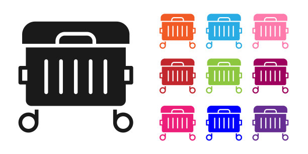 黑色垃圾可以图标孤立在白色背景。垃圾桶的迹象。回收篮图标。办公室垃圾图标。设置图标丰富多彩。向量图片下载