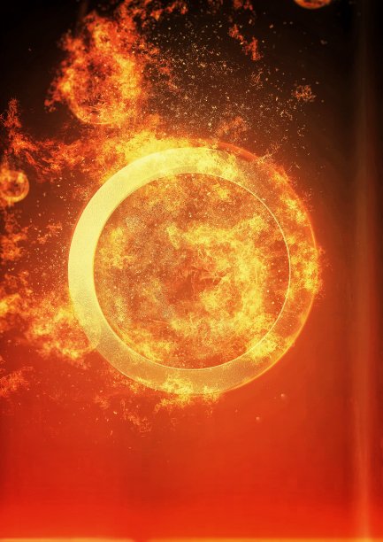 一个燃烧的火圈的插图图片下载