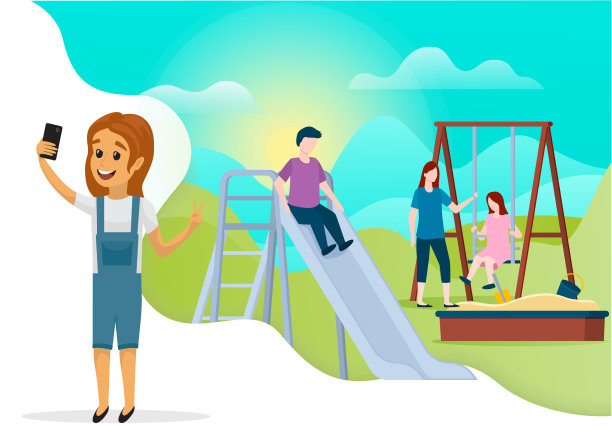 孩子正在自拍，背景是图片下载