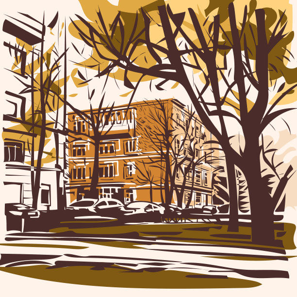 素描城市景观图片下载