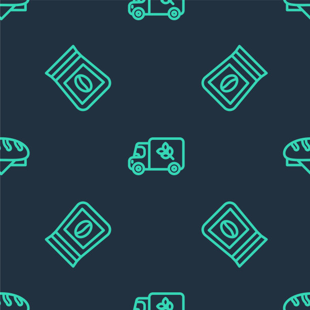 设置线面粉卡车袋咖啡豆和图片下载