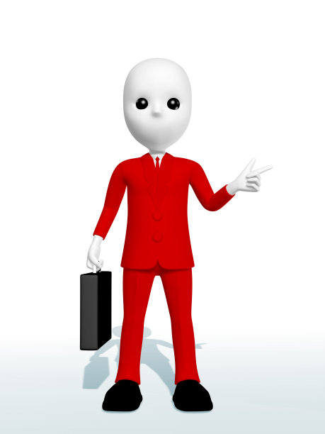 商人穿着红色套装，做着暗示的手势。图片下载