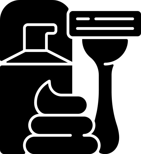 剃须刀和剃须膏黑色字形图标图片下载