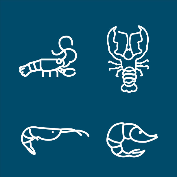 海鲜线图标设置虾鱿鱼癌症图片下载