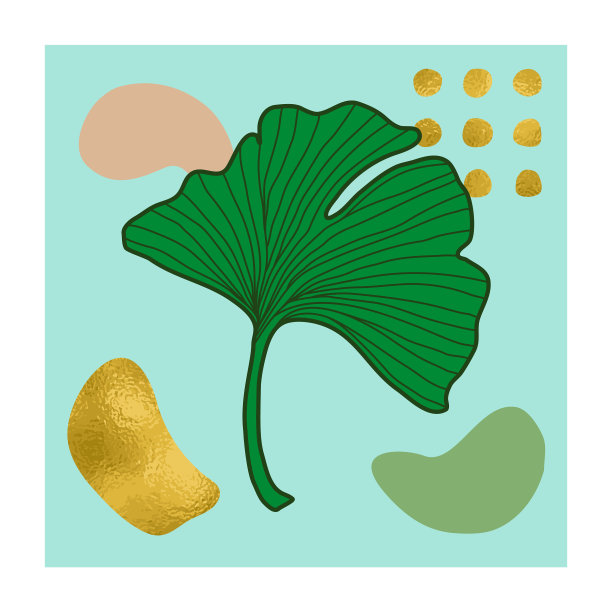 自然抽象植物t恤印花与黄金图片下载