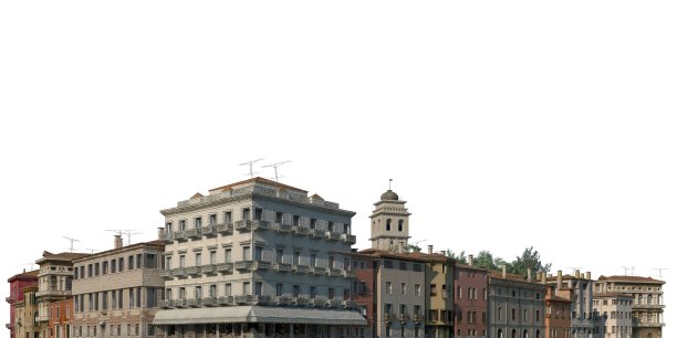 城市景观3d插图孤立在白色背景图片下载