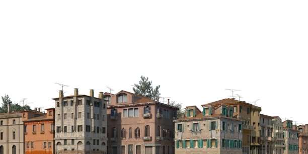 城市景观3d插图孤立在白色背景图片下载