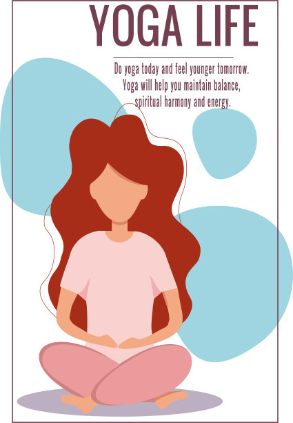 网络横幅与矢量插图的一个女孩做瑜伽莲花姿势图片下载