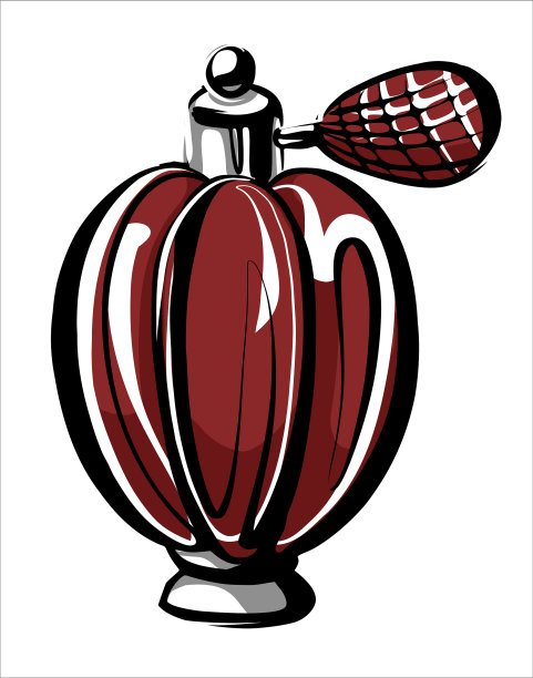 经典的复古香水，漂亮的红色酒瓶图片下载