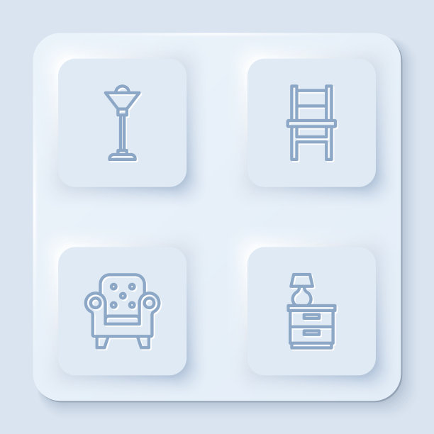 设置线条、落地灯、椅子、扶手椅及家具图片下载