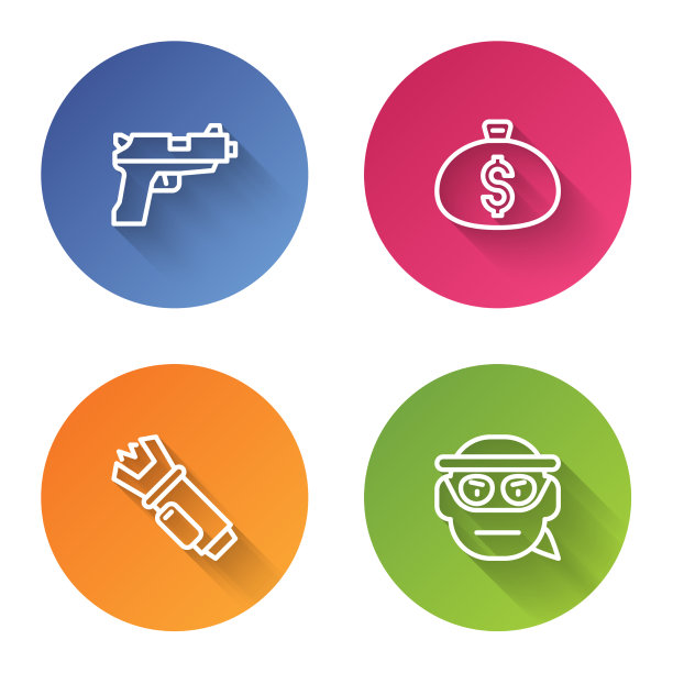 设置线手枪或枪钱袋警察电动图片下载