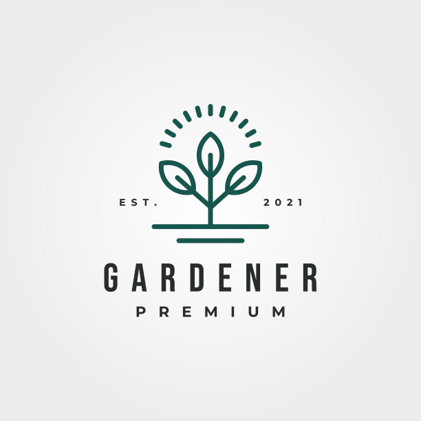 线艺园丁标志符号设计植物蚂蚁图片下载