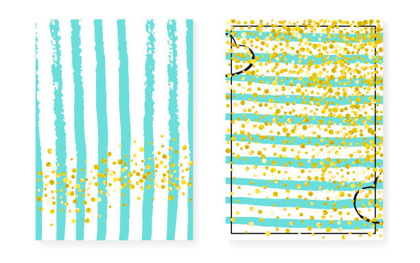 闪亮的黄金模式。绿松石的生日邀请。图片下载