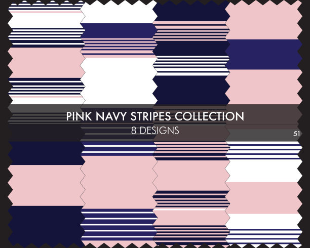 粉红色海军蓝条纹无缝图案系列图片下载