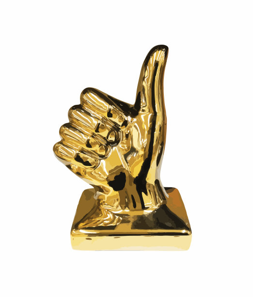 金色竖起的雕塑孤立在白色上图片下载