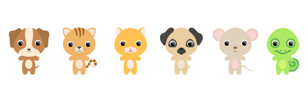 可爱的动物卡通风格的收集图片下载