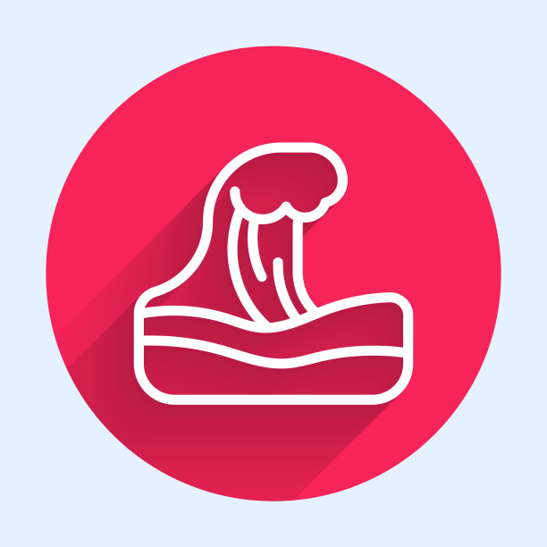 白线海啸图标孤立与长阴影图片下载