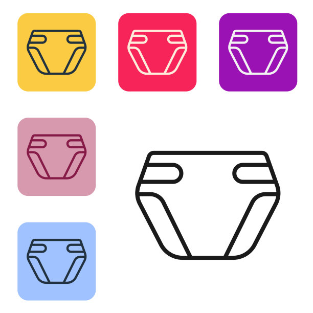 黑色线成人尿布图标孤立在白色图片下载