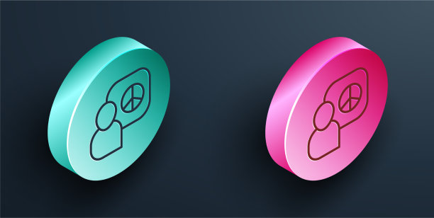 等距线和平谈判图标孤立在黑色图片下载