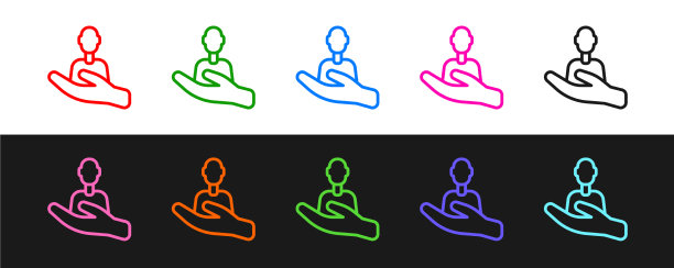 设线照顾人图标孤立在黑色图片下载