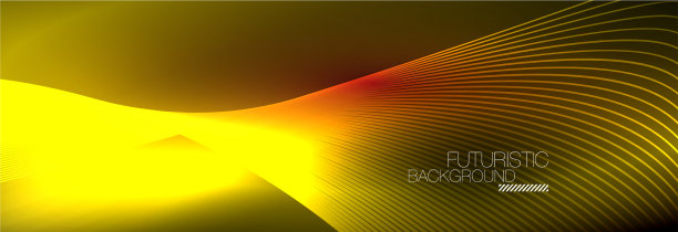 抽象的霓虹灯在黑暗中发出波浪般的光图片下载