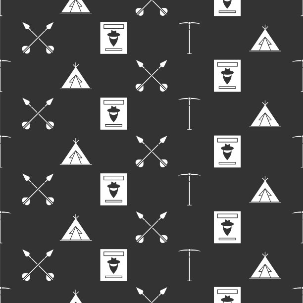 设置鹤嘴锄印第安人的帐篷或棚屋交叉图片下载