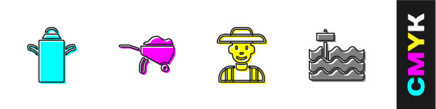 设置牛奶手推车罐与污垢图片下载