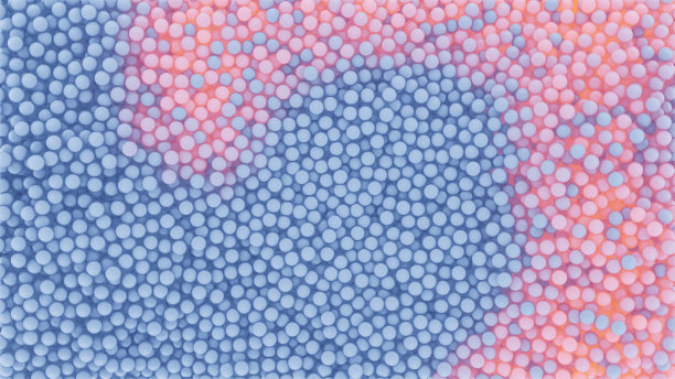 温暖的粒子发出光，与寒冷的粒子混合。三维演示图片下载