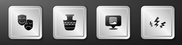 集喜剧和悲剧面具古代双耳图片下载