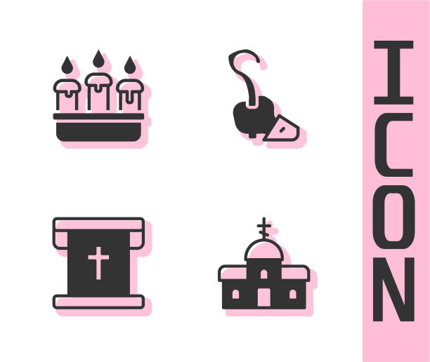 设置教堂建筑燃烧的蜡烛烛台图片下载