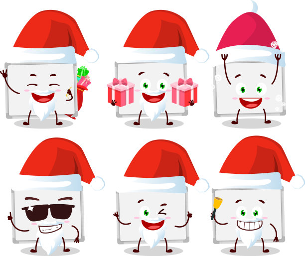 带有白板卡通的圣诞老人表情符号图片下载