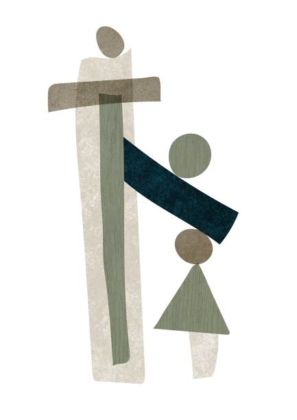 抽象的结构，形状与木材和石头纹理。为印刷，海报和艺术产品的现代斯堪的纳维亚艺术作品。图片下载