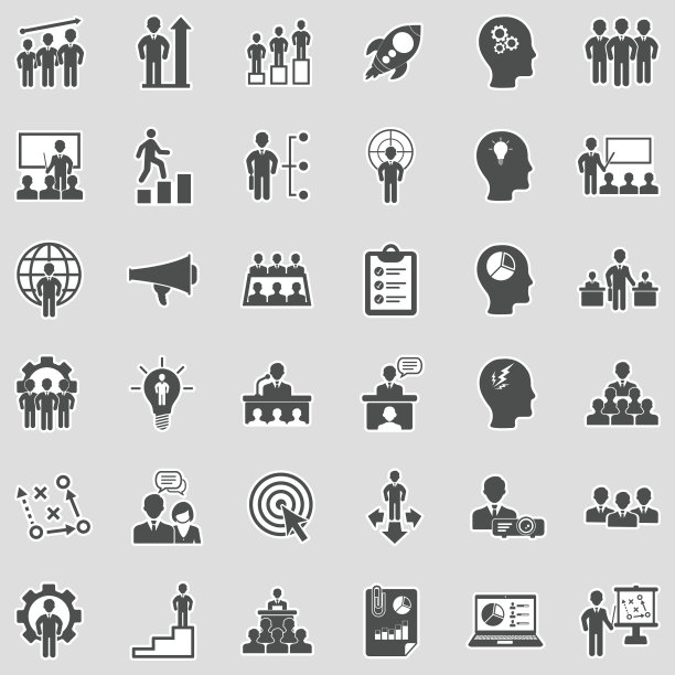 商业培训图标。贴纸设计。矢量插图。图片下载