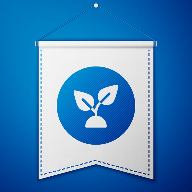 蓝色植物为基础的图标孤立在蓝色背景图片下载