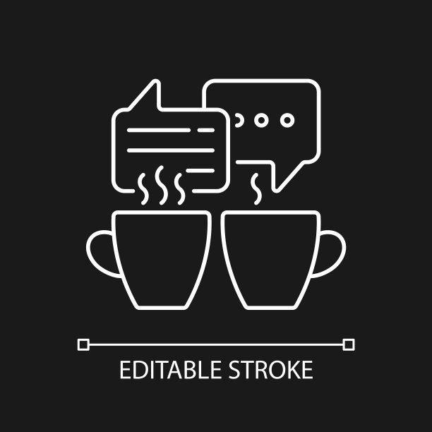 社交白色线性图标为黑色主题图片下载