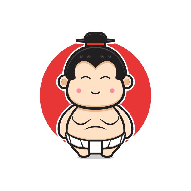 可爱的相扑吉祥物人物卡通图标插图。图片下载