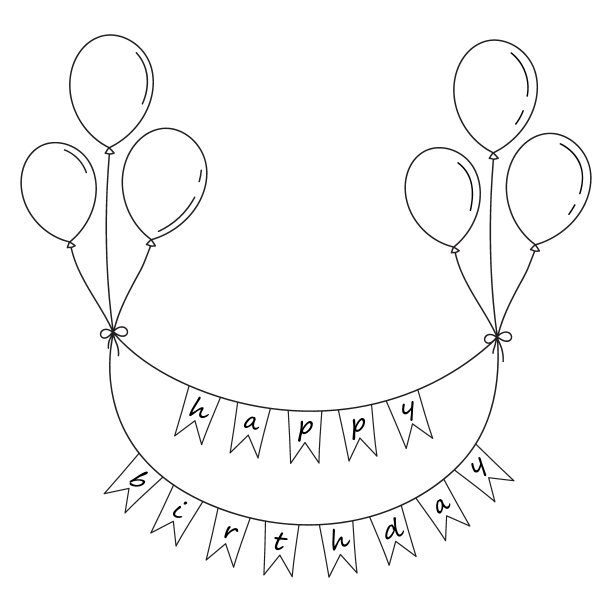 手画的生日旗与气球图片下载