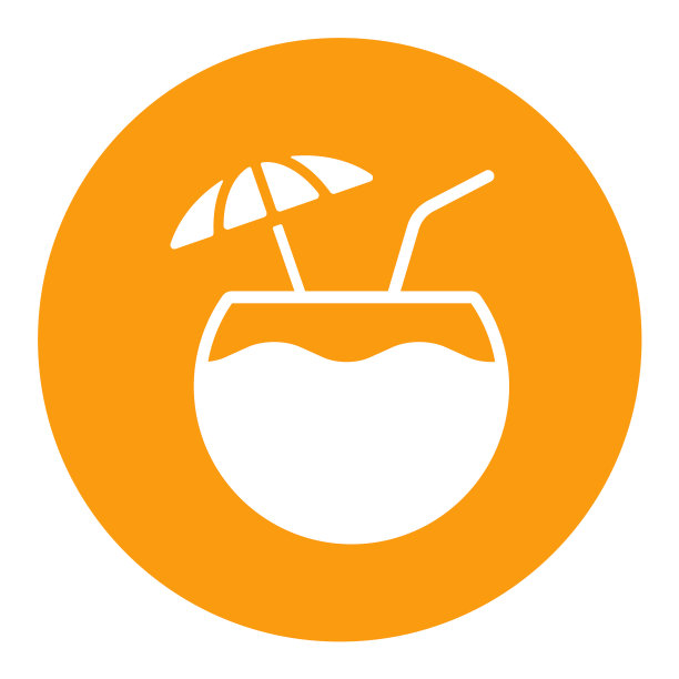 椰子鸡尾酒饮白色象形图标图片下载