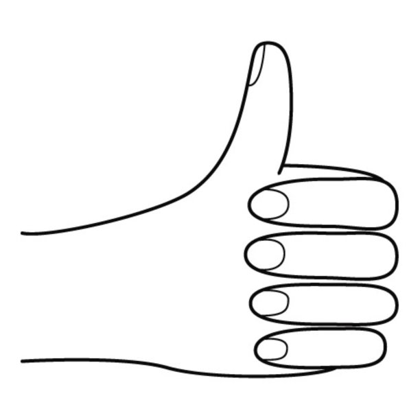 竖起大拇指的手势。一只竖起大拇指的人手。表示赞同、同意。手绘的黑白矢量插图。孤立在白色背景上。图片下载