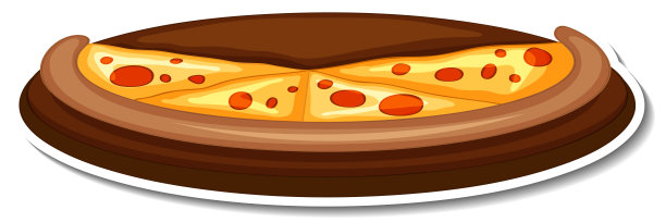 木制托盘上的披萨贴在白色背景上图片下载