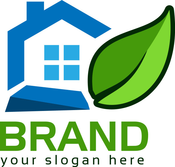 叶子和房子标志绿色家园图片下载