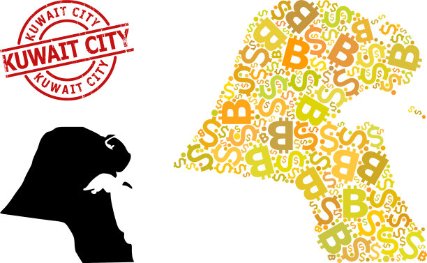 橡胶科威特城印章用钞票和印章图片下载