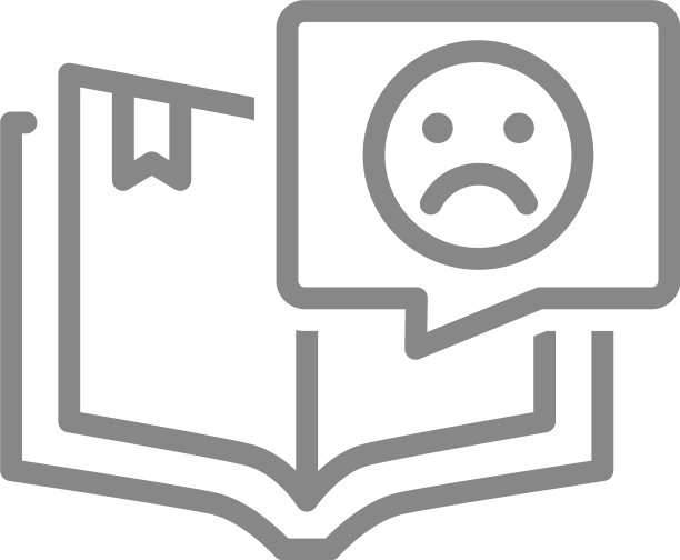 打开书和悲伤的脸在演讲气泡线图标图片下载