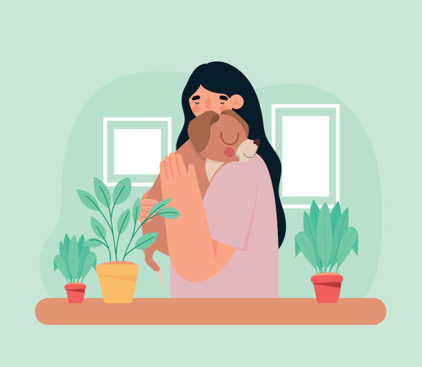 女人抱着狗图片下载