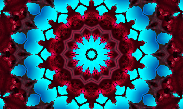 明星万花筒的背景。美丽的多色万花筒纹理。独特的万花筒设计，独特的造型，奇妙的纹理，紫色抽象图案图片下载