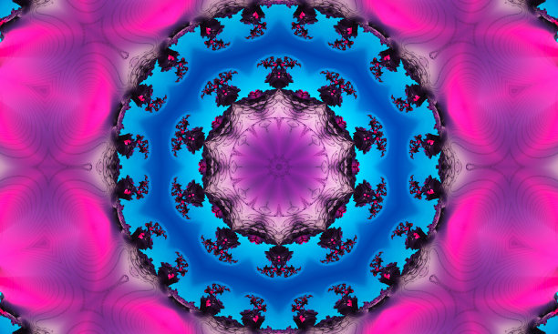 粉红色万花筒花无缝万花筒纹理或图案，适合包装纸，背景，墙纸和纺织品打印。图片下载