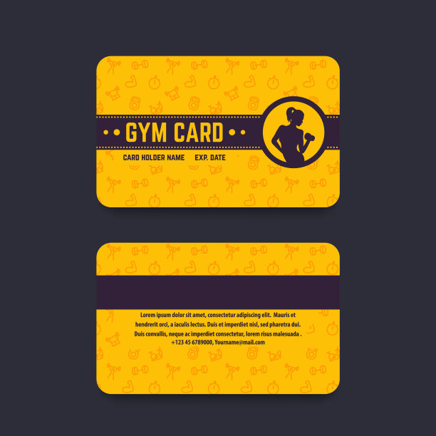 健身俱乐部、健身卡矢量模板图片下载