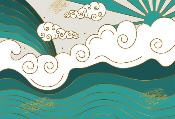 金山彩色壁纸设计，具有山水线条艺术图片下载