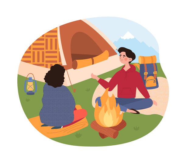 两个女性角色坐在篝火旁取暖图片下载