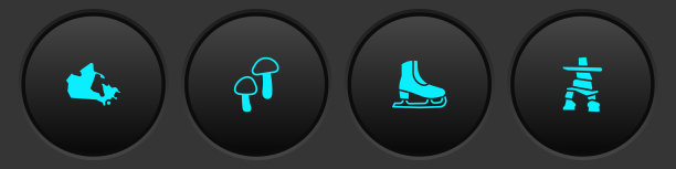 设置加拿大地图，蘑菇溜冰鞋和inukshuk图标图片下载